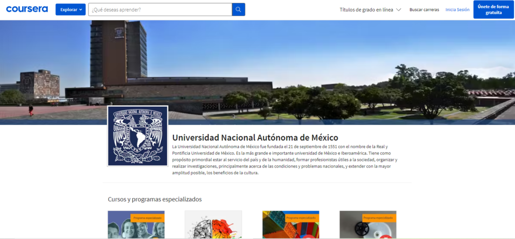 Infórmate los cursos en línea disponible de esta reconocida institución
